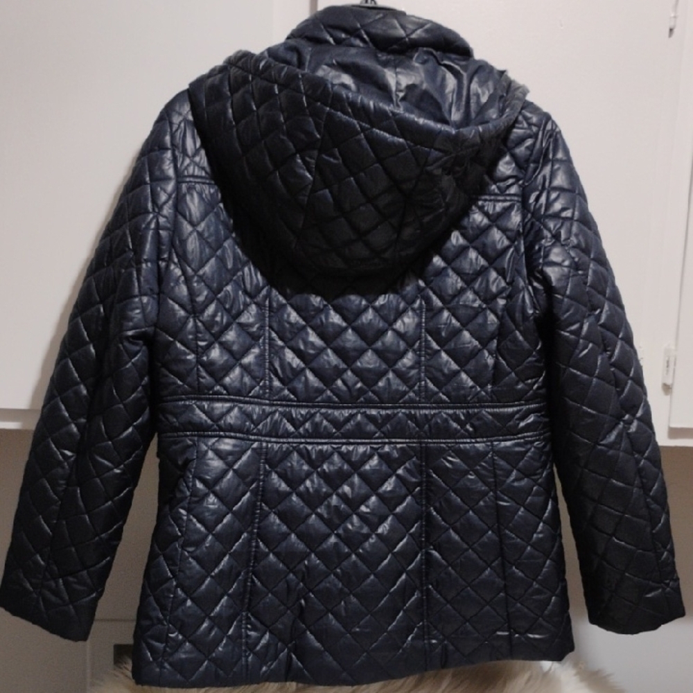 (X1) SALE! Kate Spade New York Navy Quilted Puffer Jacket Sz.L Worn 1X - Picture 4 of 8
